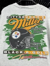 Vintage 1990s Pittsburgh Steelers Miller Genuine Draft Black Shirt Reprint