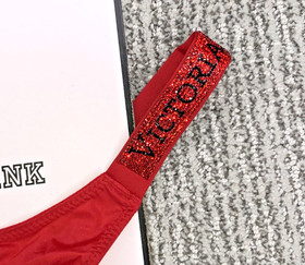 Victoria's Secret Very Sexy NWT Medium Red Spellout Shine Strap Thong Panty