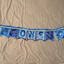Birthday Banner One 1st Baby Birthday Blue High Chair Decoration Party Boy