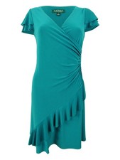 Lauren by Ralph Lauren Women's Ruched Jersey Dress (8, Meridian Jade)