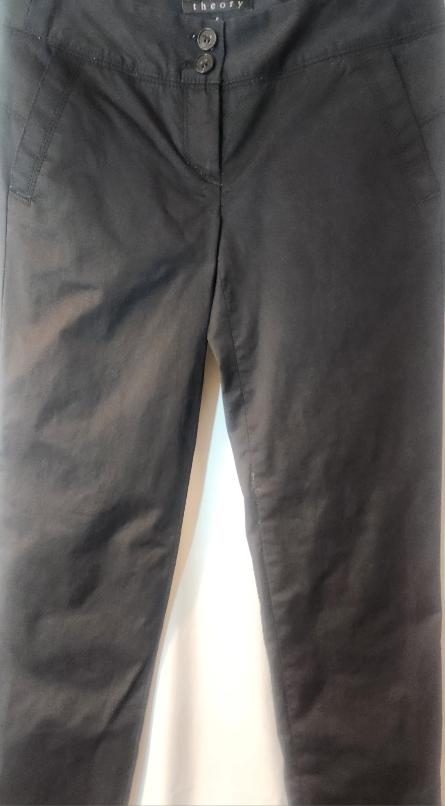 Theory Black Flat Front Pants Solid Button Accent… - image 4