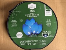 NEW Holiday Time 100 Count BLUE LED Super Bright C9 Lights 58.1 FT
