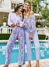 NWT LILLY PULITZER SIZE MEDIUM BAL HARBOUR PALAZZO PANT PALM PARADISE