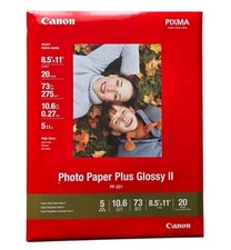 Canon Pixma Inkjet Photo Paper Plus Glossy II 20 Sheets PP-201 8.5" x 11" New