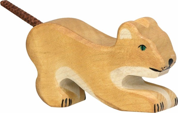 LÖWe Klein Spielend Von Holztiger HolzlöWe Holztier Afrika Wildtier Neu-image