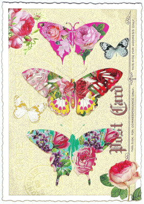 Postcard Glitter Tausendschoen Butterflies  Postcrossing