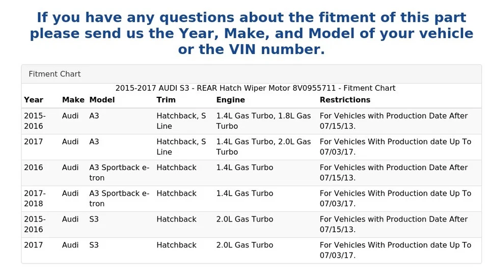 2015-2017 AUDI S3 - REAR Hatch Wiper Motor 8V0955711 - Image 4 of 4
