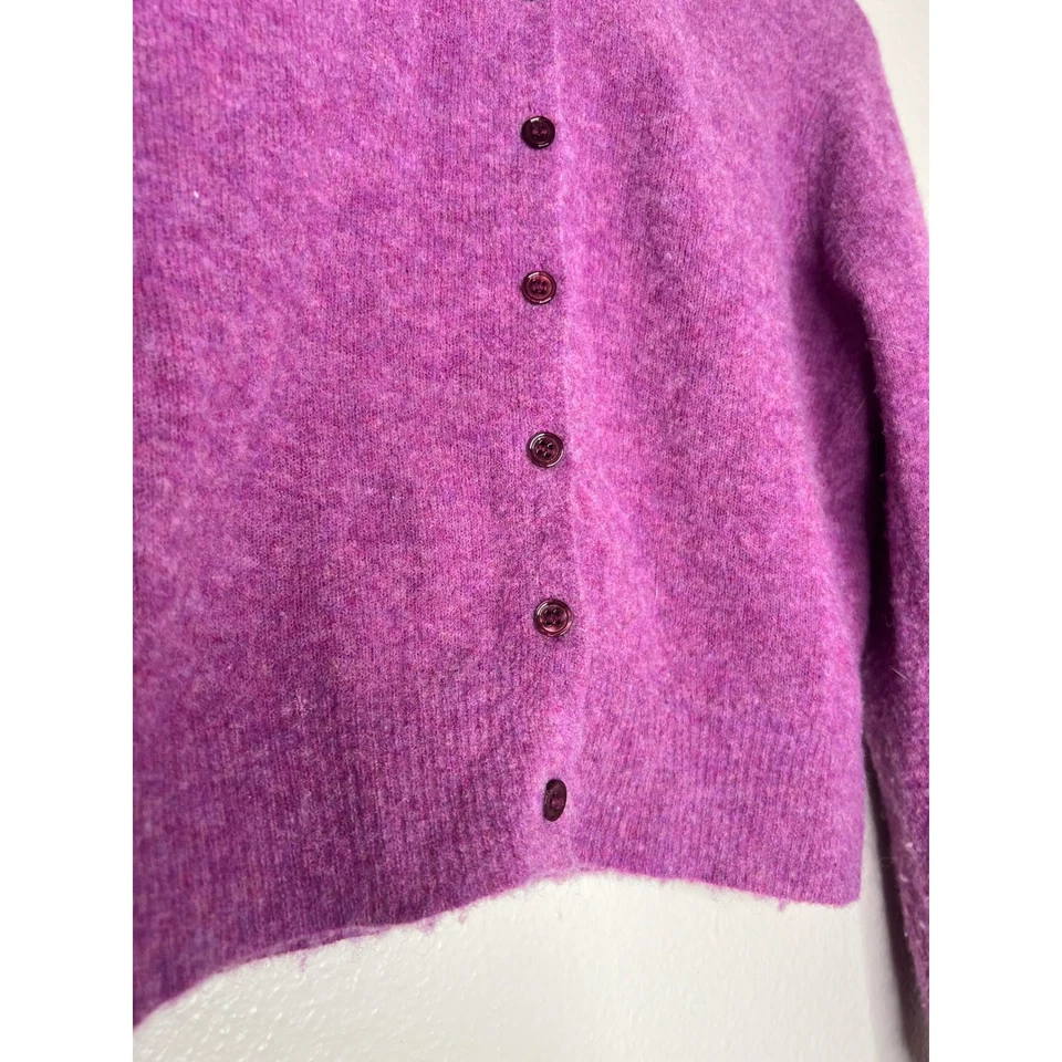 CÁRDIGAN MUJER RAZPARK American Vintage púrpura mezcla alpaca recortado talla S Foto 3 de 4