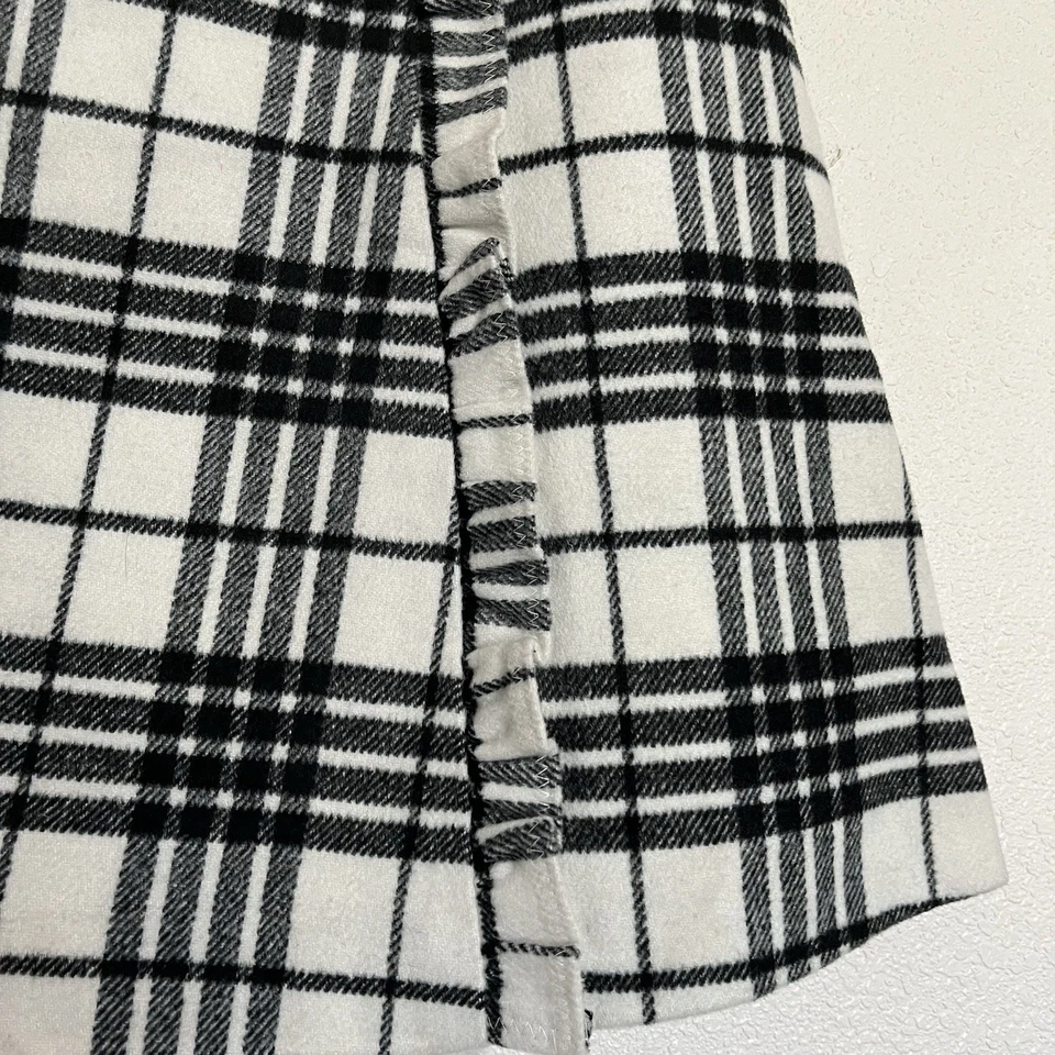 Minifalda LOFT negra blanca a cuadros línea A mezcla de lana detalle de volantes para mujer TALLA 6 Foto 3 de 4