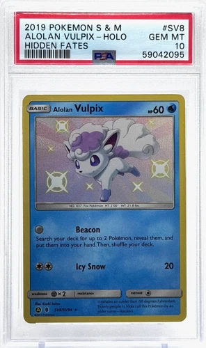 Pokemon Alolan Vulpix Shiny Hidden Fates SV8/SV94 PSA 10 Gem Mint TCG