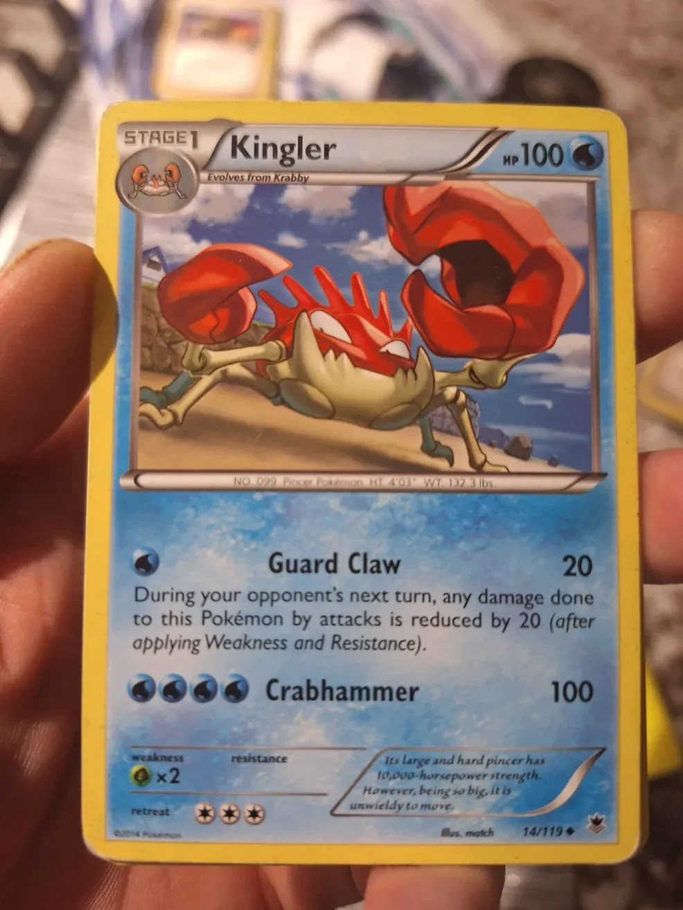 Kingler 14/119 Phantom Forces 2014 NM Non-Holo Pokémon TCG