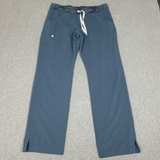 FIGS Technical Collection Scrub Pants Mens M Steel Blue Cargo Drawstring Medical
