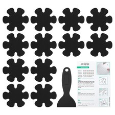 12 Pack Flower Bathtub Non Slip Stickers 3.2 x 3.2 Inch, Black