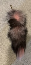 15 inch fox tail with clip Brown  Pink Fur