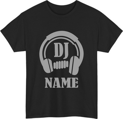 Personalisiertes DJ Unisex T-Shirt - individueller Name Musik Kopfhörer Disc Jockey Geschenk