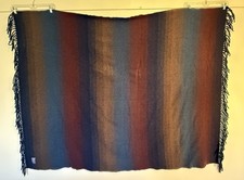Vintage 70-80 s Pendleton Wool Throw Blanket 70x 52 Gradient Stripes Jewel Tones