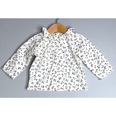 BONPOINT Cherry Print Ruffle Collar Blouse Girls 12 Mo (RUNS SMALL 6-9 Mo)