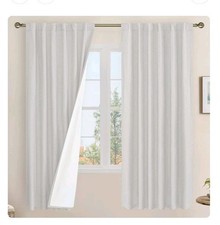 LAMIT 100 Blackout Curtains, 72 Inch Linen Textured Living Room Light Grey