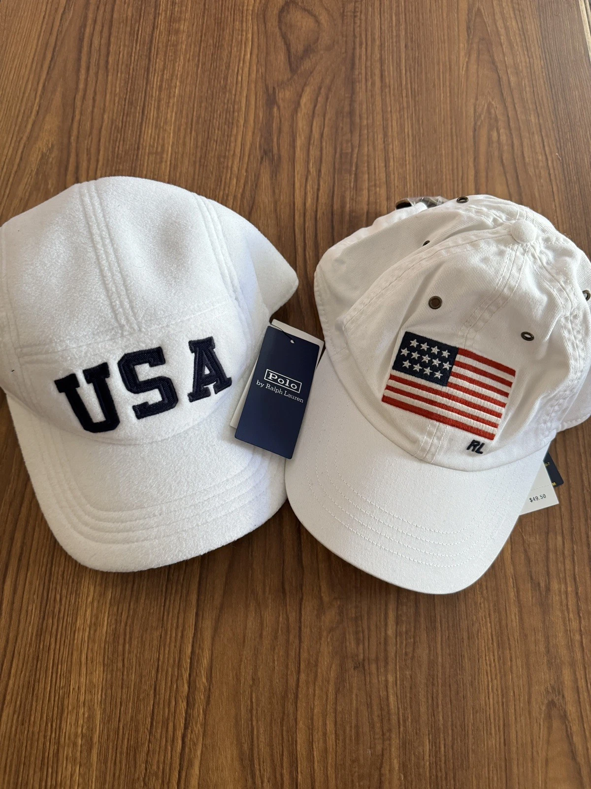 Polo Ralph Lauren USA Fleece Strapback White NWT & White Flag NWT Hat Lot Of 2
Opens in a new window