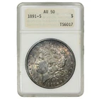 1891-S Morgan Silver Dollar AU50 ANACS Old White Holder