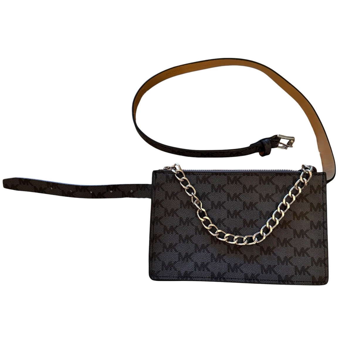 NEW Michael Kors Signature Logo Belt Bag Size Large MICHAEL KORS Waist Belt Bag Fanny Pack Beige/White Signature  main image 4