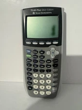 TI-84 PLUS SILVER GRAPHING CALCULATOR TESTED WORKS HAS SCREEN BURN WITH COVER