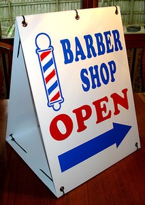 BARBER-SHOP-OPEN-with-ARROW-2-Sided-Sandwich-Board-Sign-Kit-NEW
