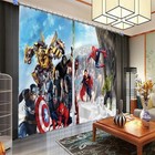 Yellow Shield Robot 3D Curtain Blockout Photo Printing Curtains Drape Fabric