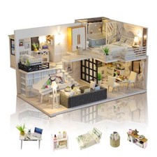 DIY Maison Miniature 3D Maison Poupee Bois Kit avec Meubles et Musique Lumièr...