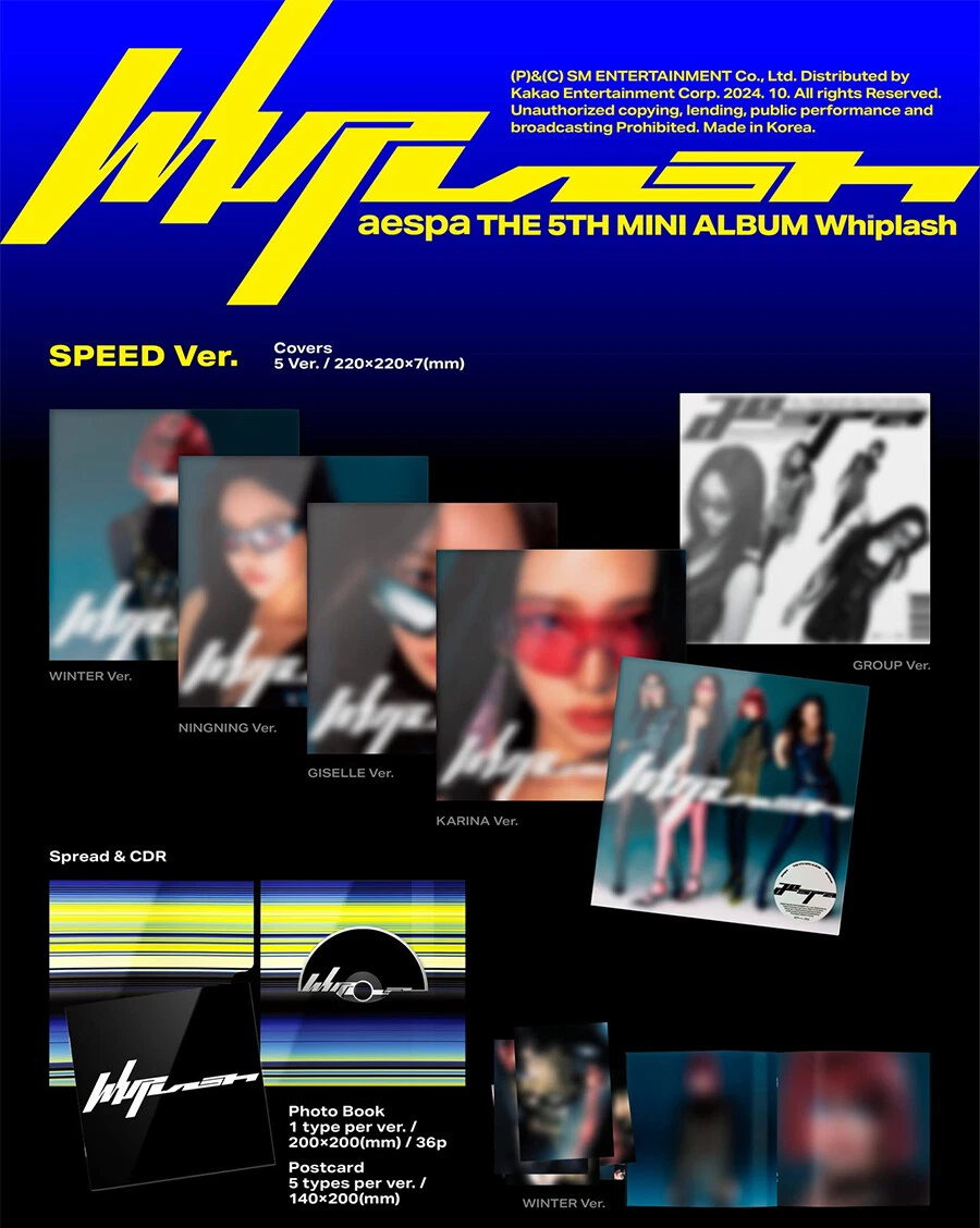 【新品未開封】aespa Whiplash SPEED Ver. 5種セット AESPA WHIPLASH 5th Mini Album SPEED 5 Ver SET/5CD+5 P.Book+