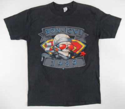 BON JOVI Tシャツ 1989年 VTG Bon Jovi 1989 We're Back Kicking Ass Black T-Shirt Size M