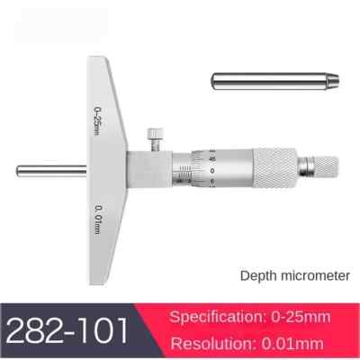 High Precision Vernier Depth Micrometer Depth Gauge 0-25mm 0.01 Screw Micrometer