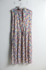 Womens Vintage 80s 90s Sleeveless Floral Tie Neck Dress - Size 12 (L6)