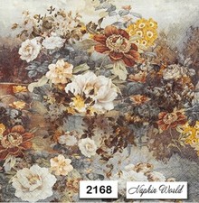  2168 TWO Paper LUNCHEON Decoupage Art Craft Napkins - AUTUMN FLOWERS FLORAL