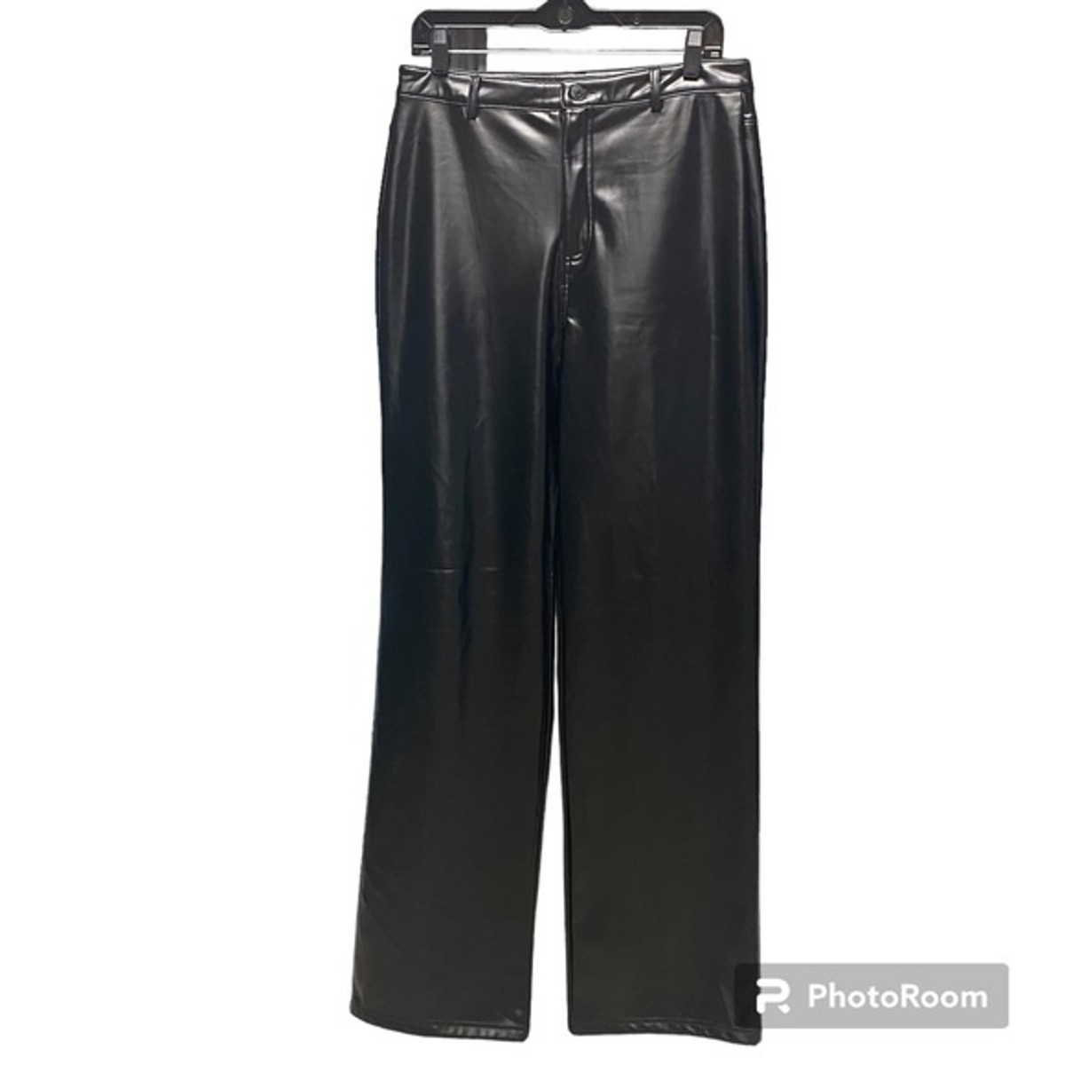 Akira Te-Quiero High Rise Faux Vegan Stretch Leather Wide Leg Pants 31 EUC