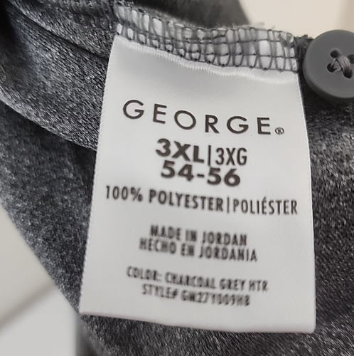 George Polo Men's 3XL 54-56 Gray Performance Short Sleeve Stretch Shirt - 第 3/9 張圖片