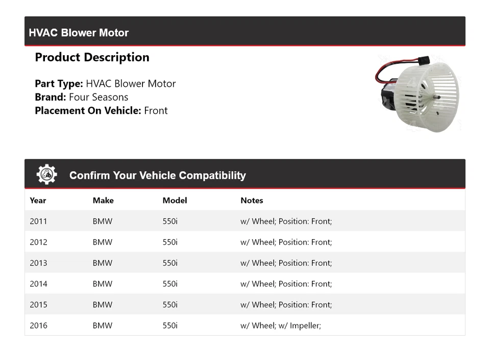 Мотор вентилятора для BMW 550i 2011-2016 годов выпуска 4 сезона 2012 2013 2014 2015 годов выпуска - Изображение 2 из 4