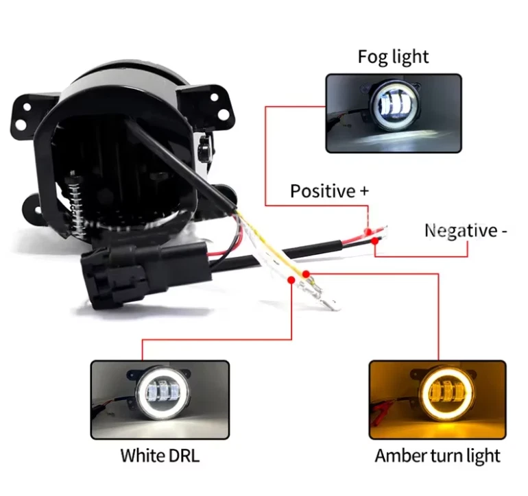 Luci Fendinebbia Anello LED 60W per Jeep Wrangler JK 2007-2018 2 porte - Immagine 4 di 4