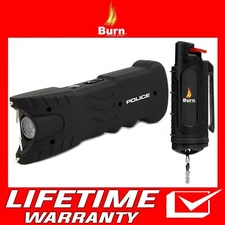 POLICE Stun Gun Burn Pepper Spray Combo for Self Defense 916 Black