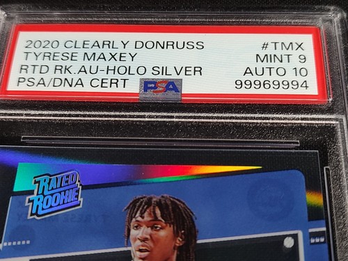 PSA 9/10 1/1 RC AUTO /10 TYRESE MAXEY ROOKIE π¨0 HIGHER β¨2020-21 Clearly Donruss - Picture 5 of 10