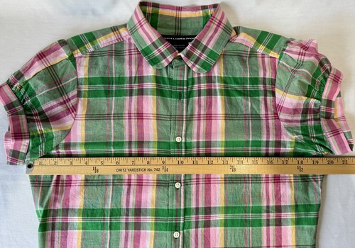 Ralph Lauren Sport Pink Green Plaid Short Sleeve Cotton Camp Shirt Women's Sz 12 - Picture 11 of 14