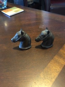 Vintage Metal Horse Head Salt and Pepper Shakers