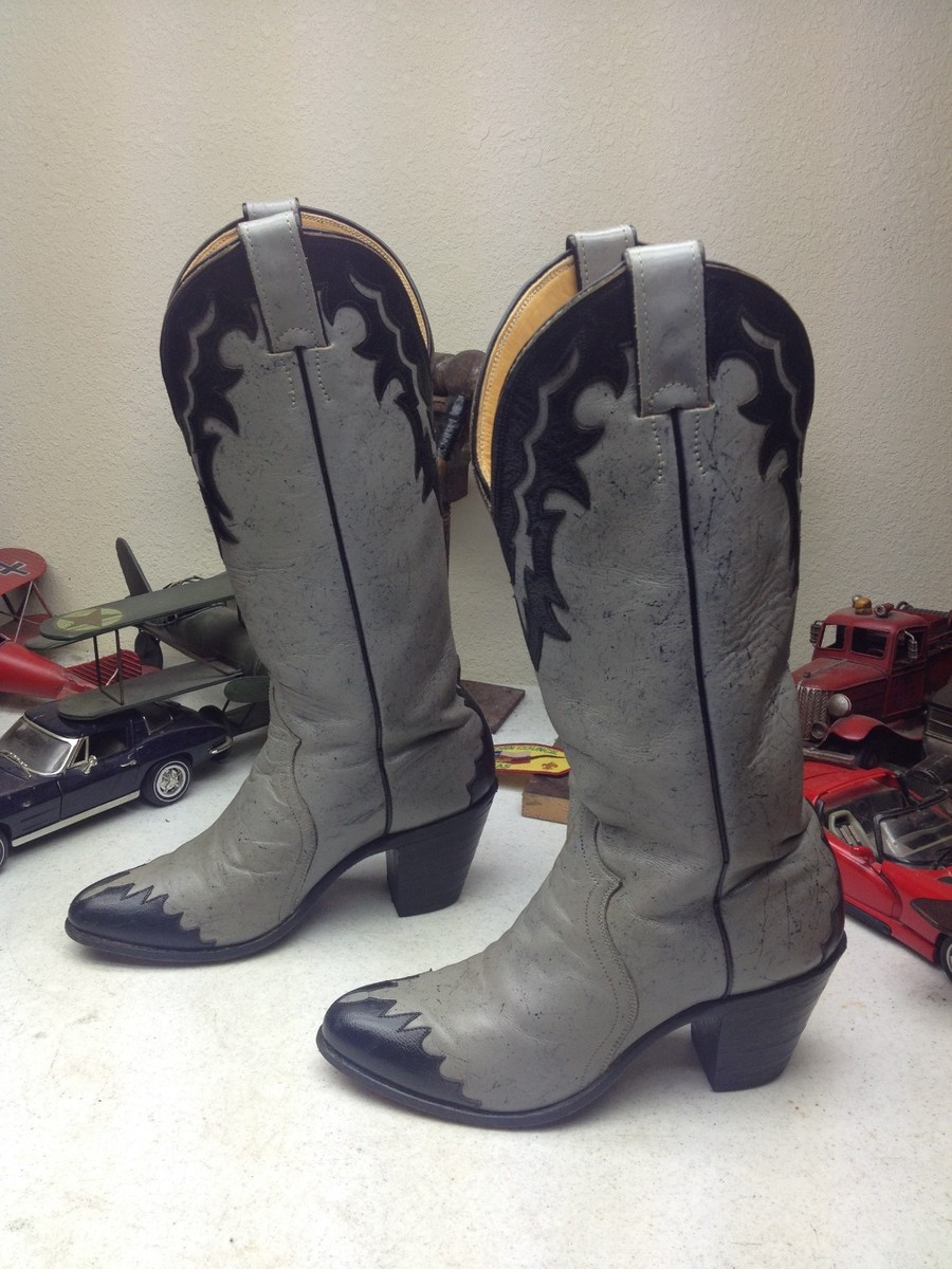 JUSTIN 4426 MADE IN USA BLACK GRAY LEATHER WESTERN COWBOY DANCE
