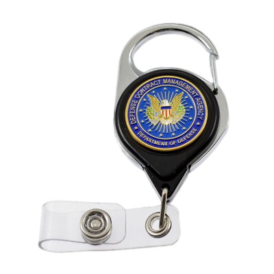 DOD DCMA Carabiner Retractable Badge Reel ID Holder Security Pass Key-Bak Black