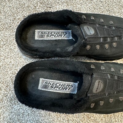 Y2K Vintage Sketchers Slip-On Sneakers Shoes 8 Black Cyber