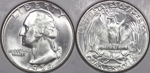 1954 P Washington Silver Quarter GEM BU LUSTER ! 54P12