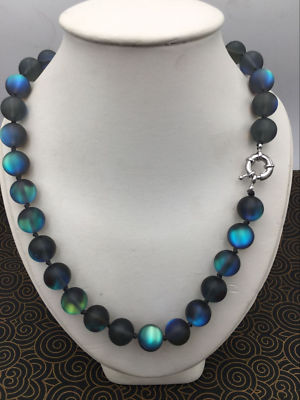Natural 6/8/10/12mm Gray Gleamy Rainbow Moonstone Round Gems Necklace 16-36''