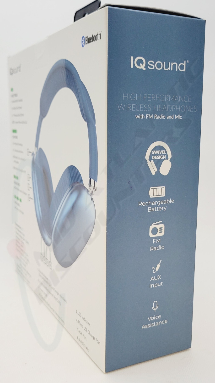 Supersonic IQ Sound High Performance Wireless Headphones w/ FM Radio & Mic, Blue