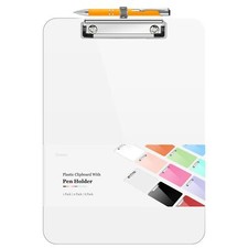 Plastic Clipboard with Pen Holder 10 Thicker Clip Boards 8.5x11 with Low Pro...