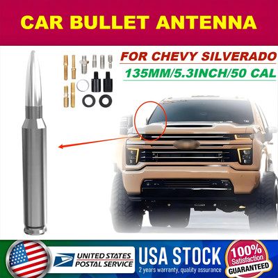 Cool Bullet Antenna 50 Cal Caliber for Chevrolet Silverado 1500 / 2500 / 2500 HD